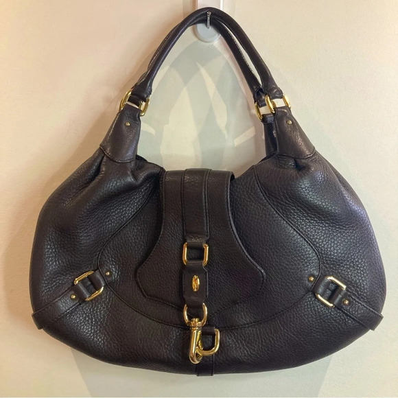 COLE HAAN Large Baguette Shaped With 3 Compartments Gold Hardware Shoulder  Bag - Picture 1 of 16